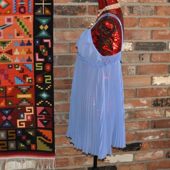 Betsey Johnson Intimates Pleated Chemise Baby doll Night gown Sheer Periwinkle L - Picture 5 of 7